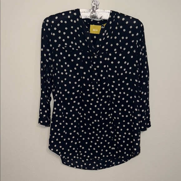 Maeve Black and White Polka Dot Blouse Tunic - Large - Picture 1 of 7